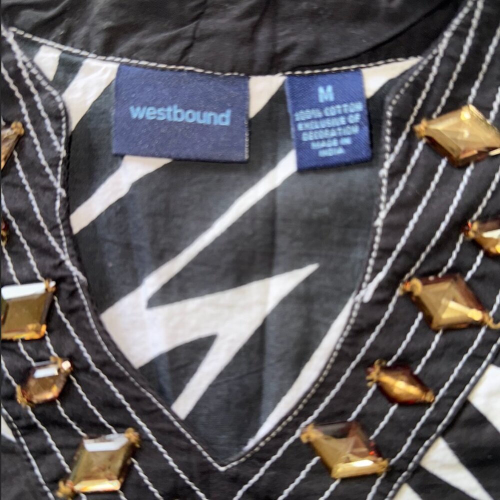 Zebra Aztec Westbound Women's Top 100% Cotton Medium - Picture 3 of 9